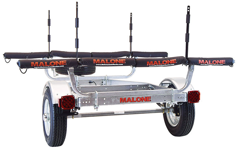 Malone MicroSport 4 Kayak Trailer Package (2 Sets Stackers, 4 Sets Rack Pads, Spare Tire)